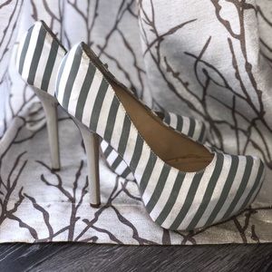 Grey and white pumps